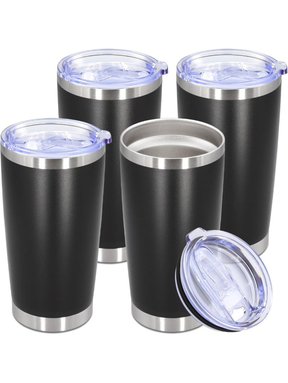 Insulated 20oz Stainless Steel Coffee Tumbler with Lid - Black Travel Mug